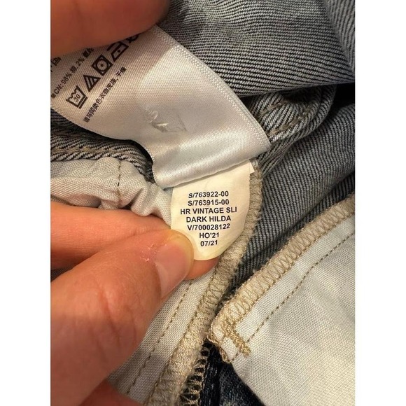 GAP High Rise Vintage Slim Jeans Acid Wash Distressed Blue Women's‎ Size 25 - Picture 6 of 8